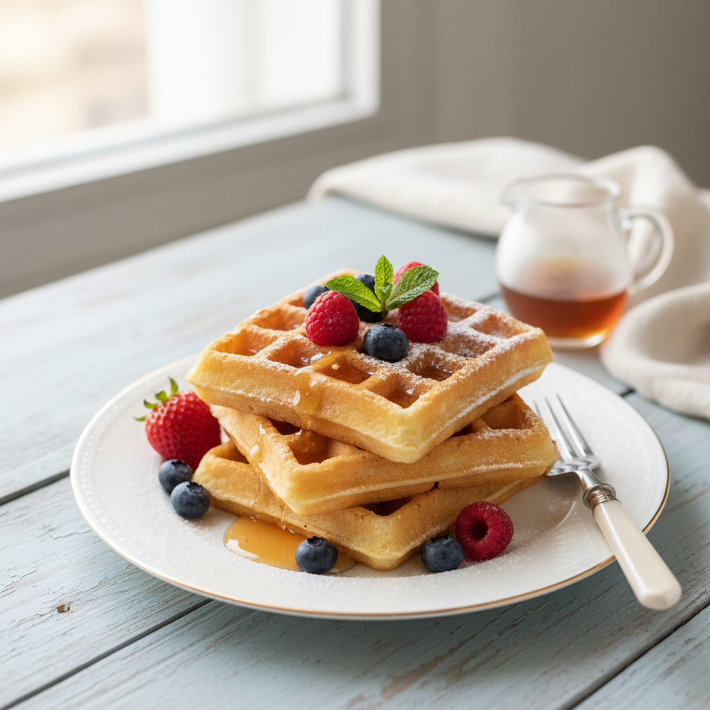 Photo de Recette de gaufres moelleuses à l'ancienne et légères