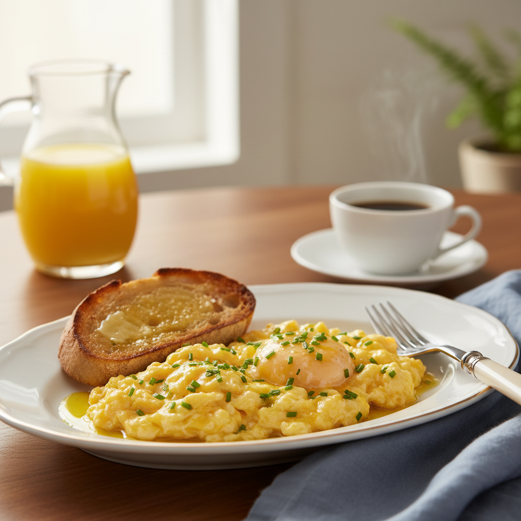 Photo de Recette d'oeufs brouillés crémeux comme au restaurant