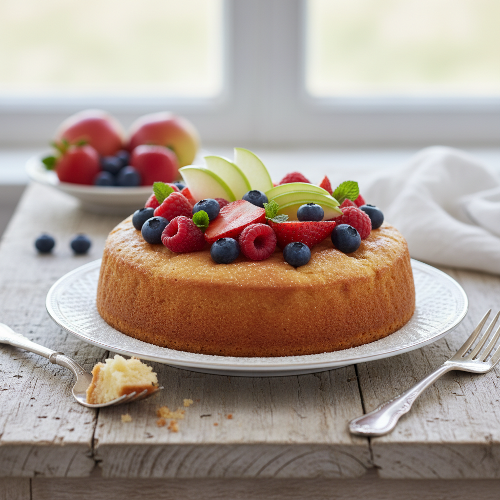 Photo de Recette de gâteau pomme yaourt moelleux aux fruits frais