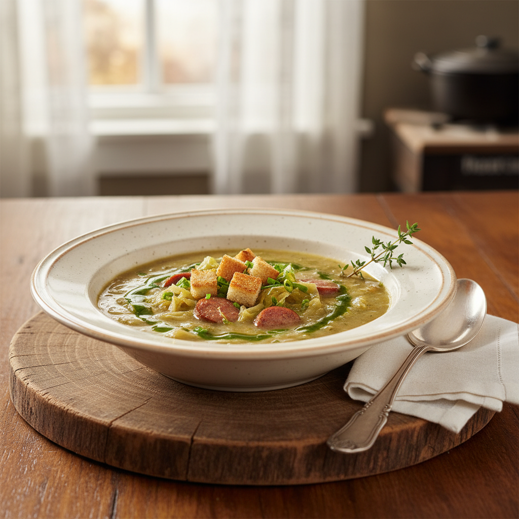 Photo de Recette de la soupe aux choux rustique et réconfortante