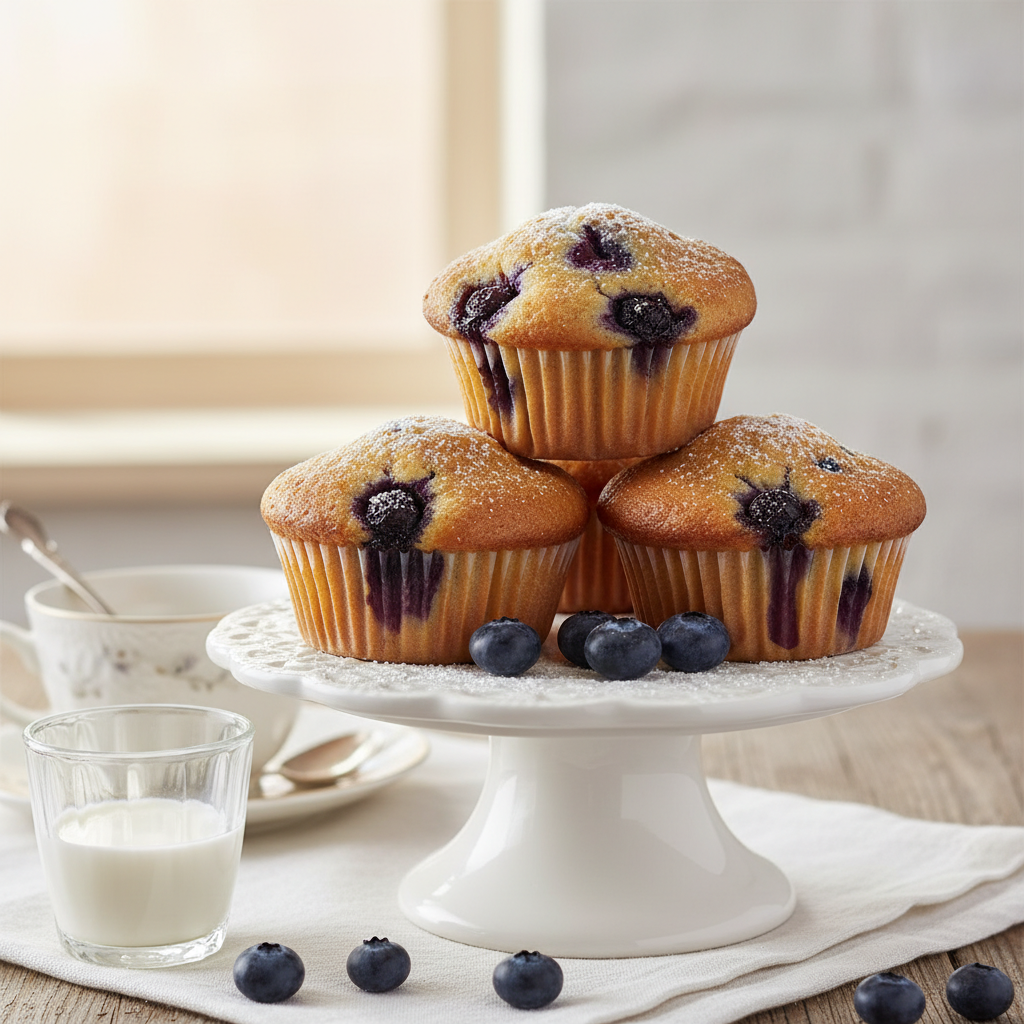 Photo de Recette des muffins aux myrtilles moelleux à la française