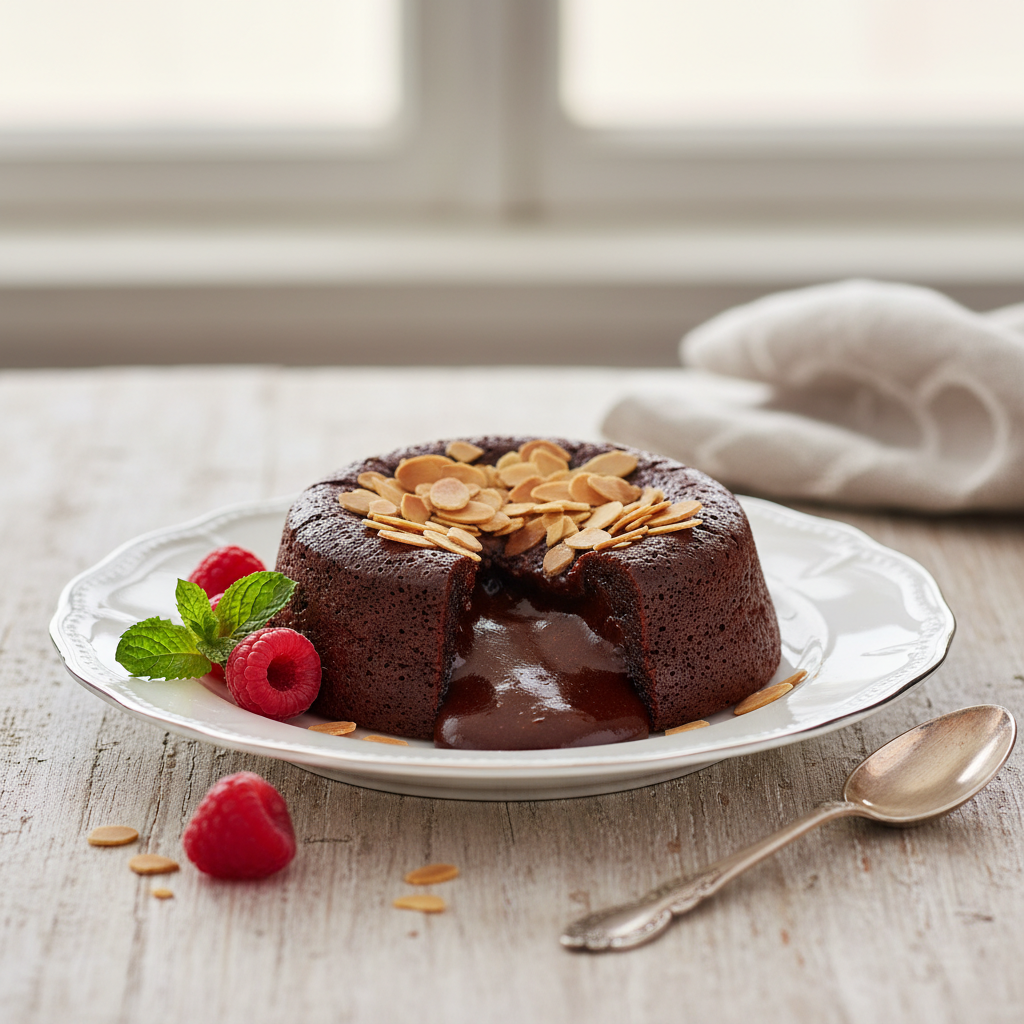 Photo de Recette du fondant au chocolat et amandes effilées