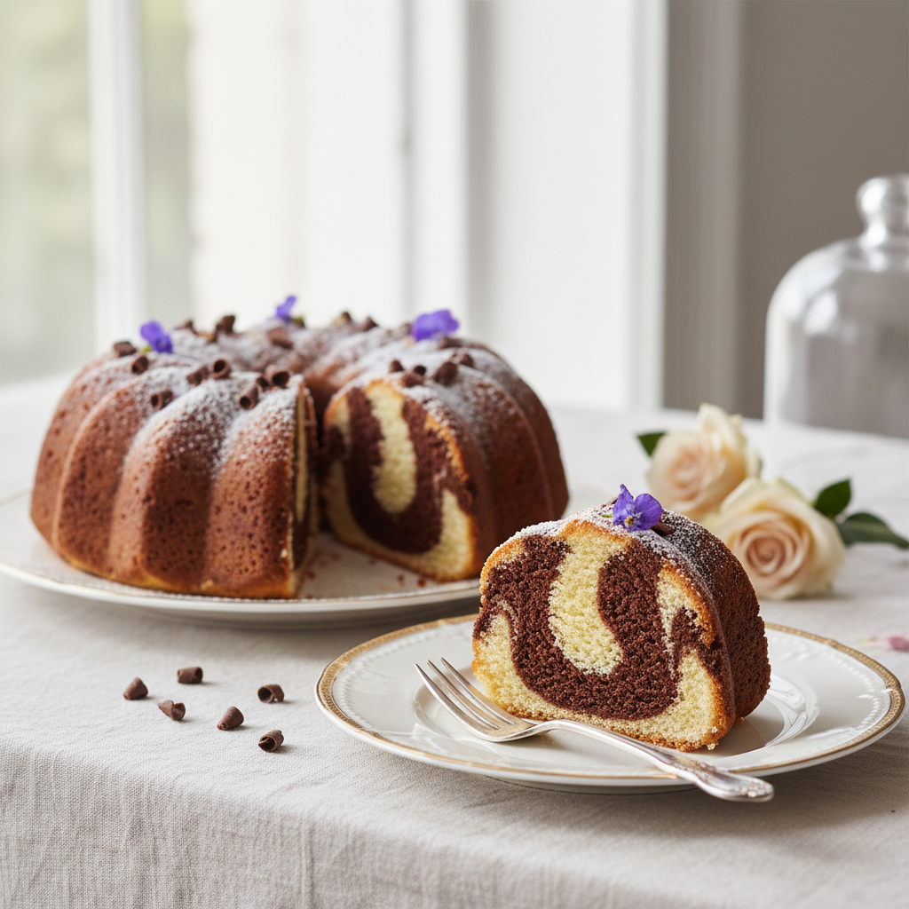 Photo de Recette du gâteau marbré fondant aux deux saveurs