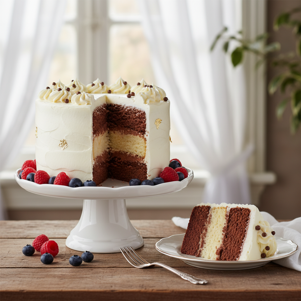 Photo de Recette de gâteau d'anniversaire moelleux vanille et chocolat
