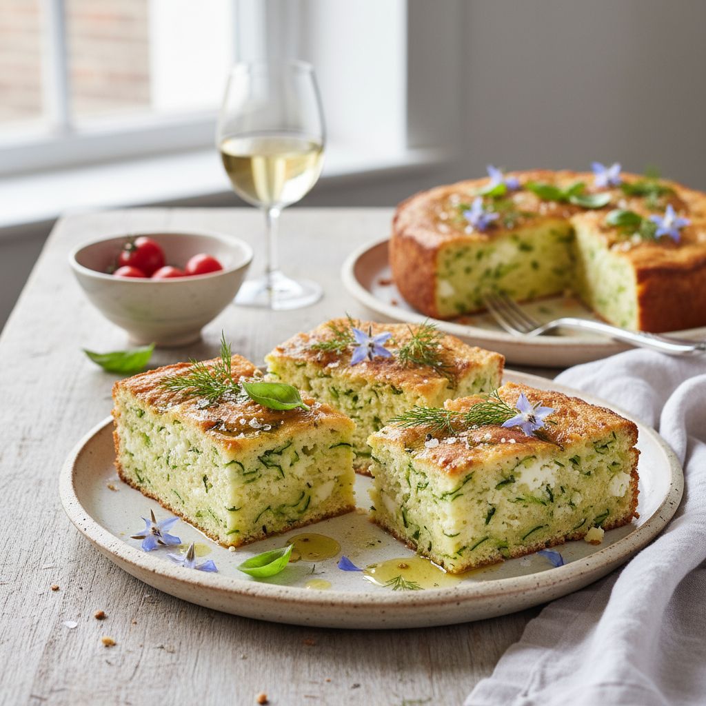 Photo de Recette de cake salé aux courgettes et feta ultra moelleux