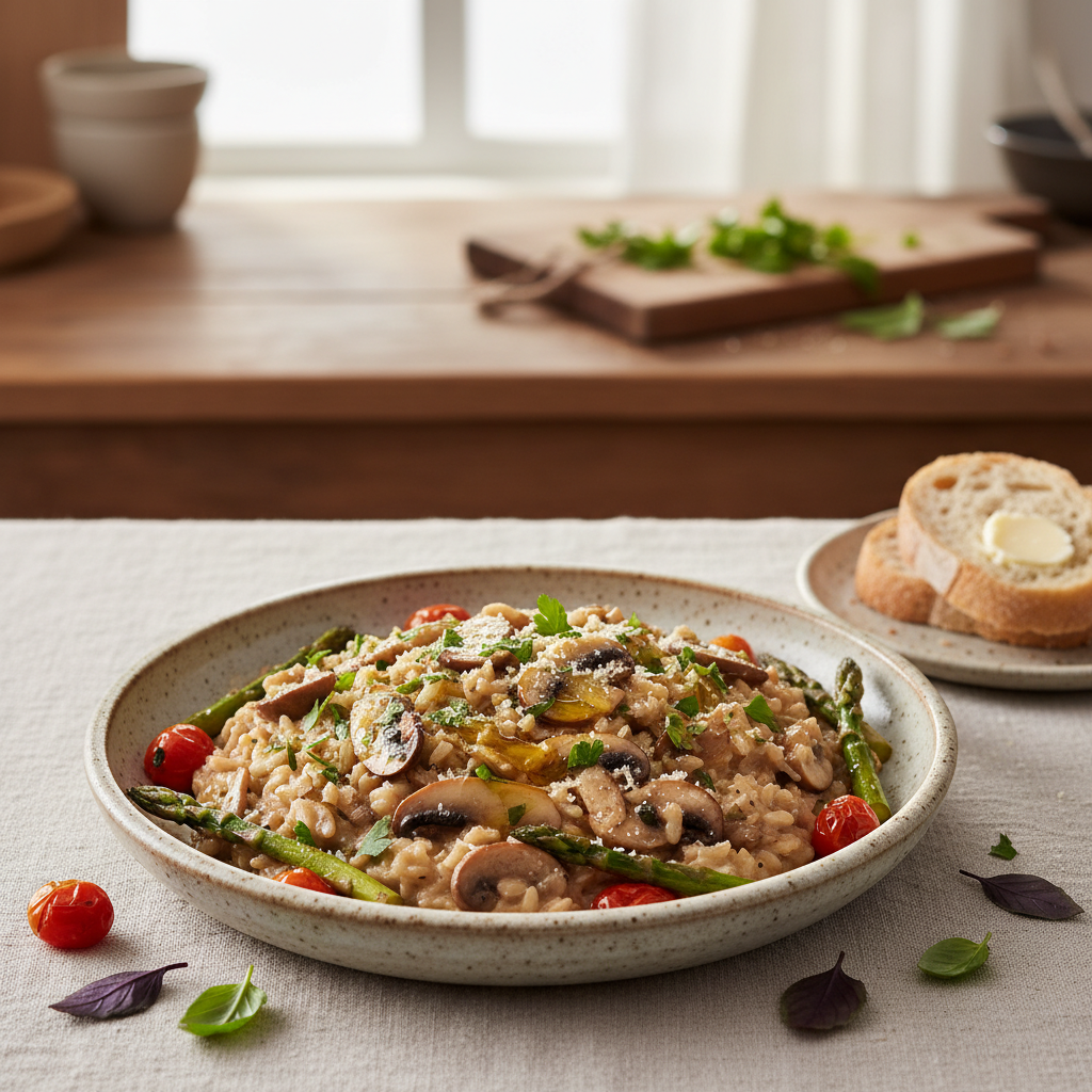 Photo de Recette du risotto aux champignons crémeux et parfumé