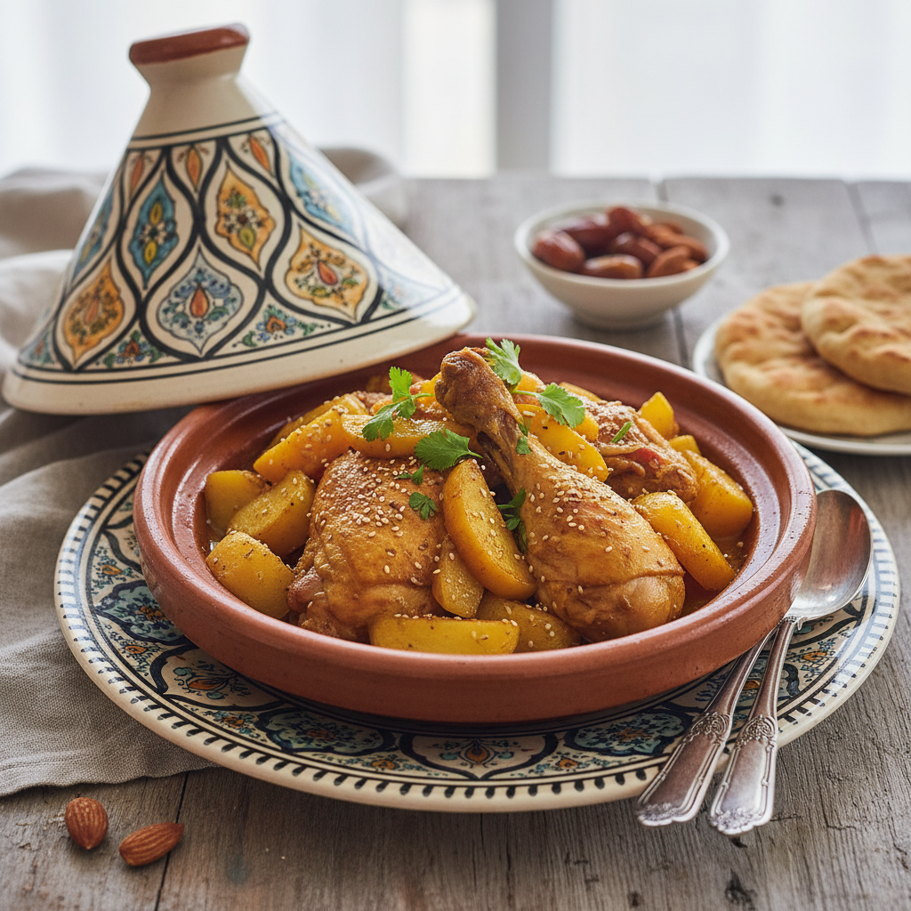 Photo de Recette de tajine de poulet fondant aux pommes de terre