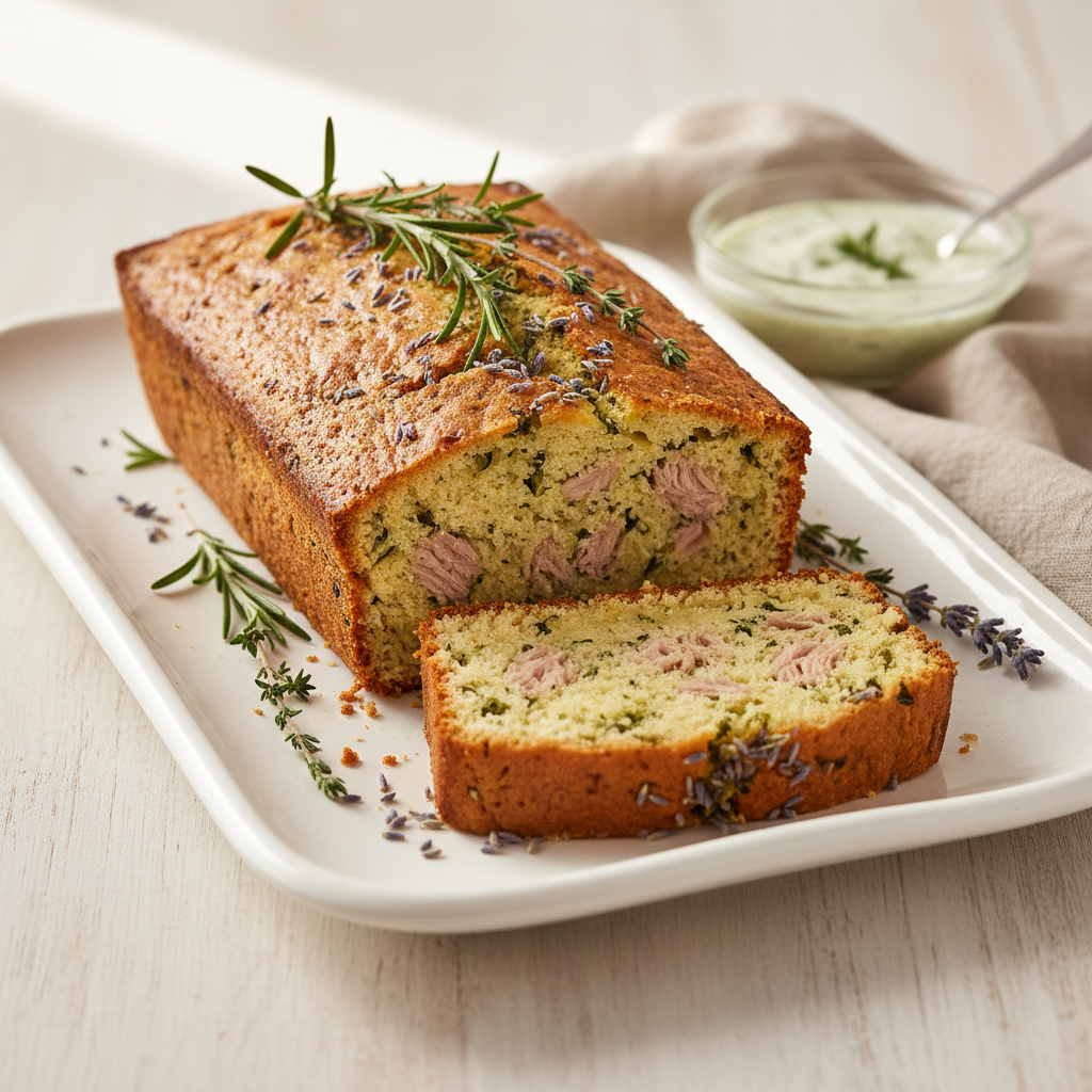 Photo de Recette de cake au thon moelleux et herbes de Provence