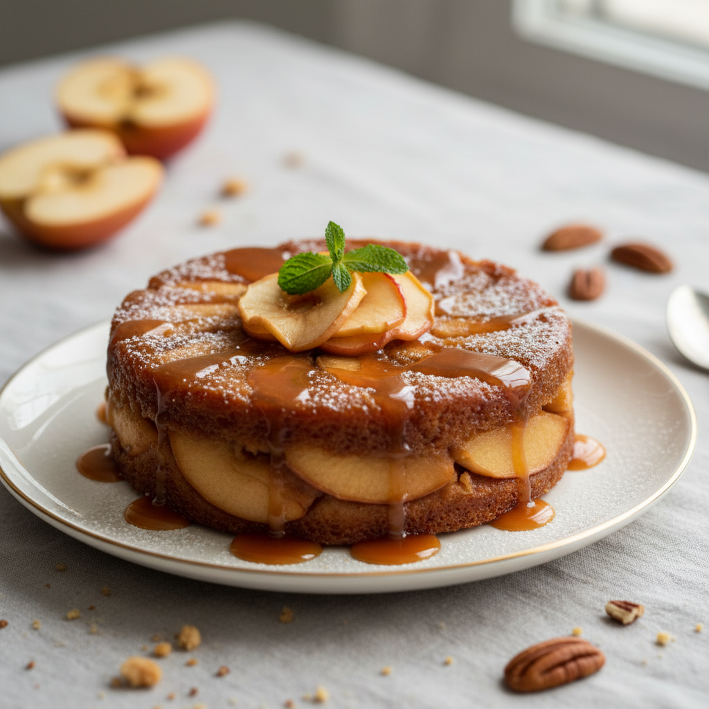 Photo de Recette de gâteau aux pommes fondant et caramélisé