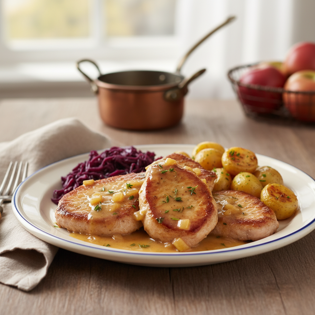 Photo de Recette des escalopes de porc à la crème et au cidre