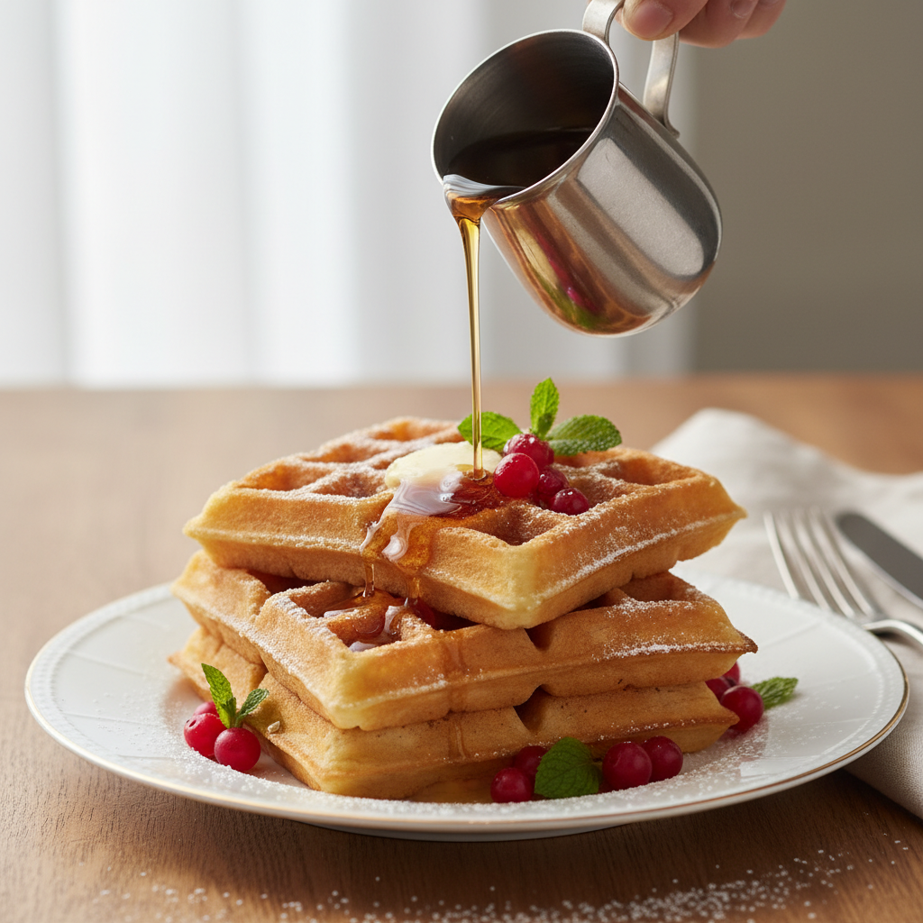 Photo de Recette des gaufres croustillantes et dorées au beurre