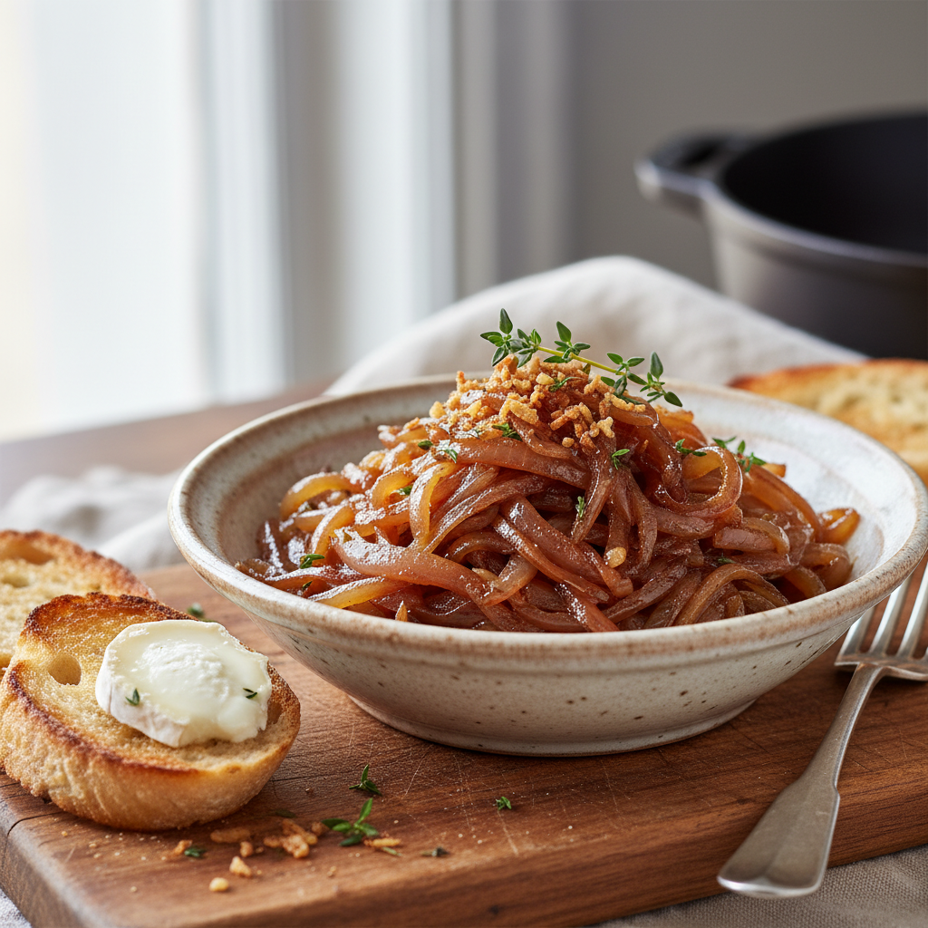 Photo de Recette du confit d'oignons fondant et caramélisé
