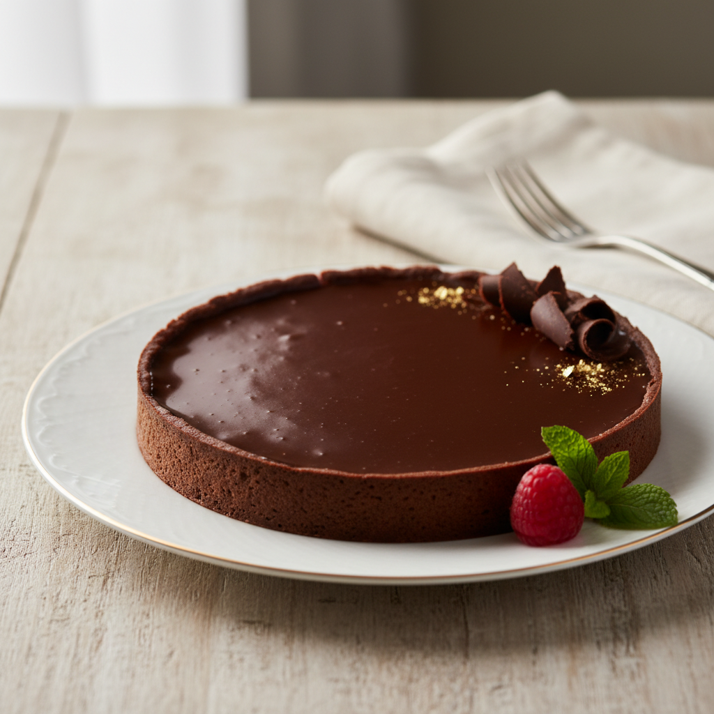 Photo de Recette de tarte au chocolat noir intense et soyeuse
