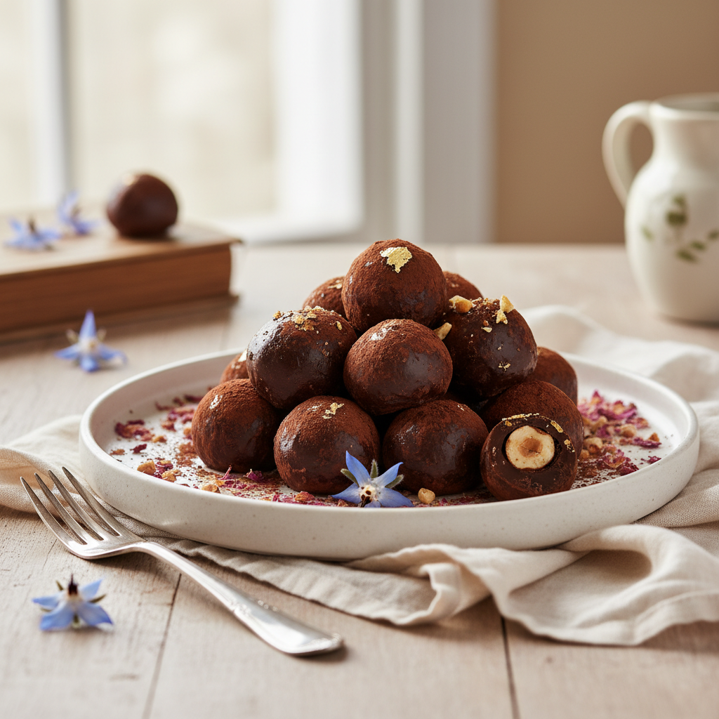 Photo de Recette des truffes au chocolat noir fondantes et soyeuses