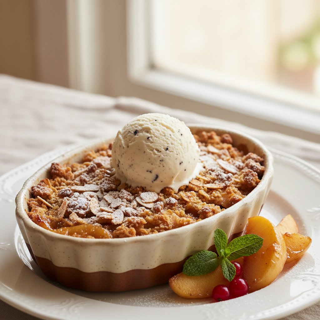 Photo de Recette de crumble aux pommes caramélisées express