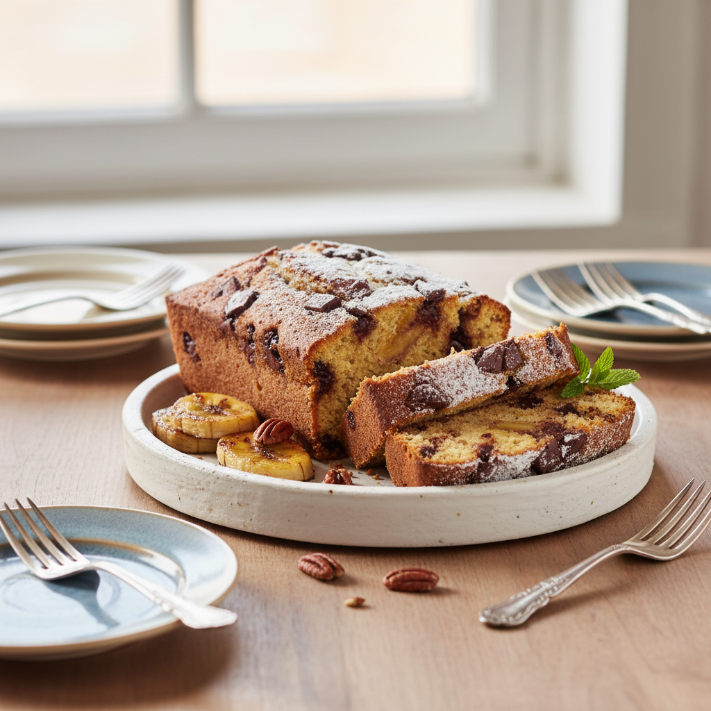 Photo de Recette du cake banane et pépites de chocolat irrésistible