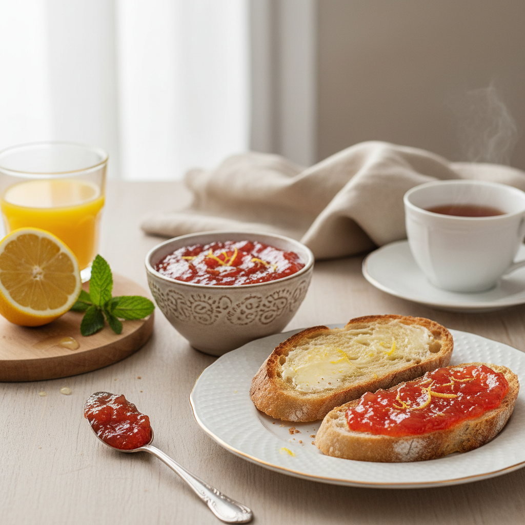 Photo de Recette de confiture de rhubarbe onctueuse au citron