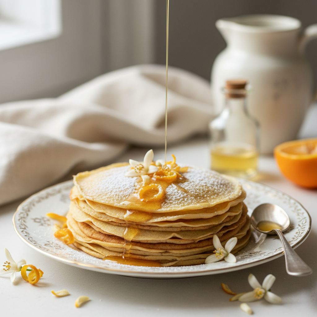 Photo de Recette des crêpes fines au parfum de fleur d'oranger