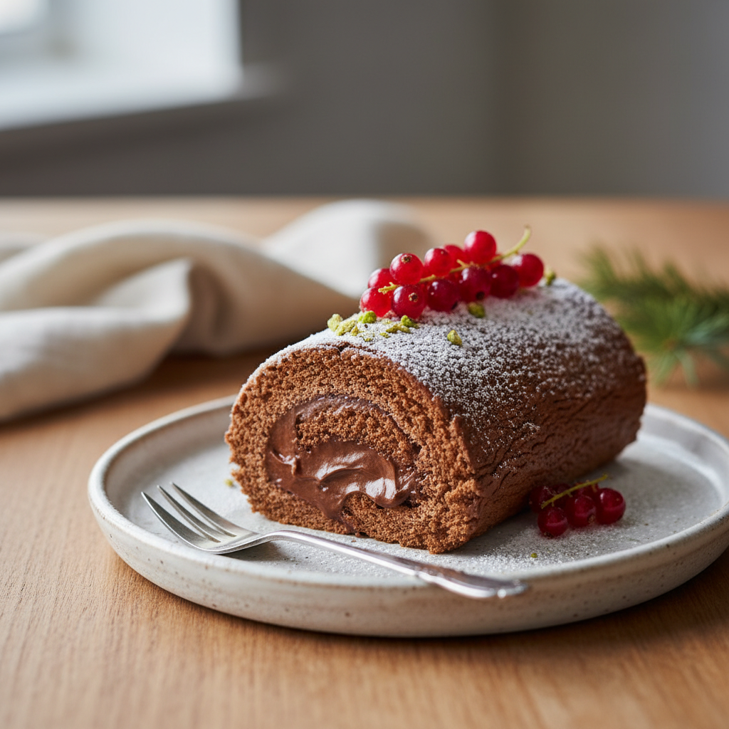 Photo de Recette de bûche de noël au chocolat facile et fondante