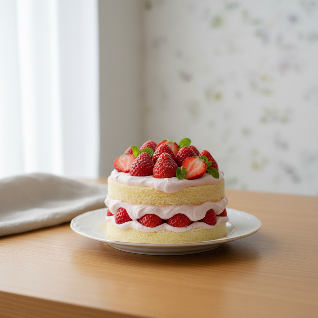 Photo de Recette de gâteau aux fraises frais et très moelleux
