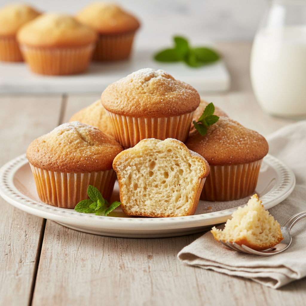 Photo de Recette des muffins nature à la mie légère et aérée