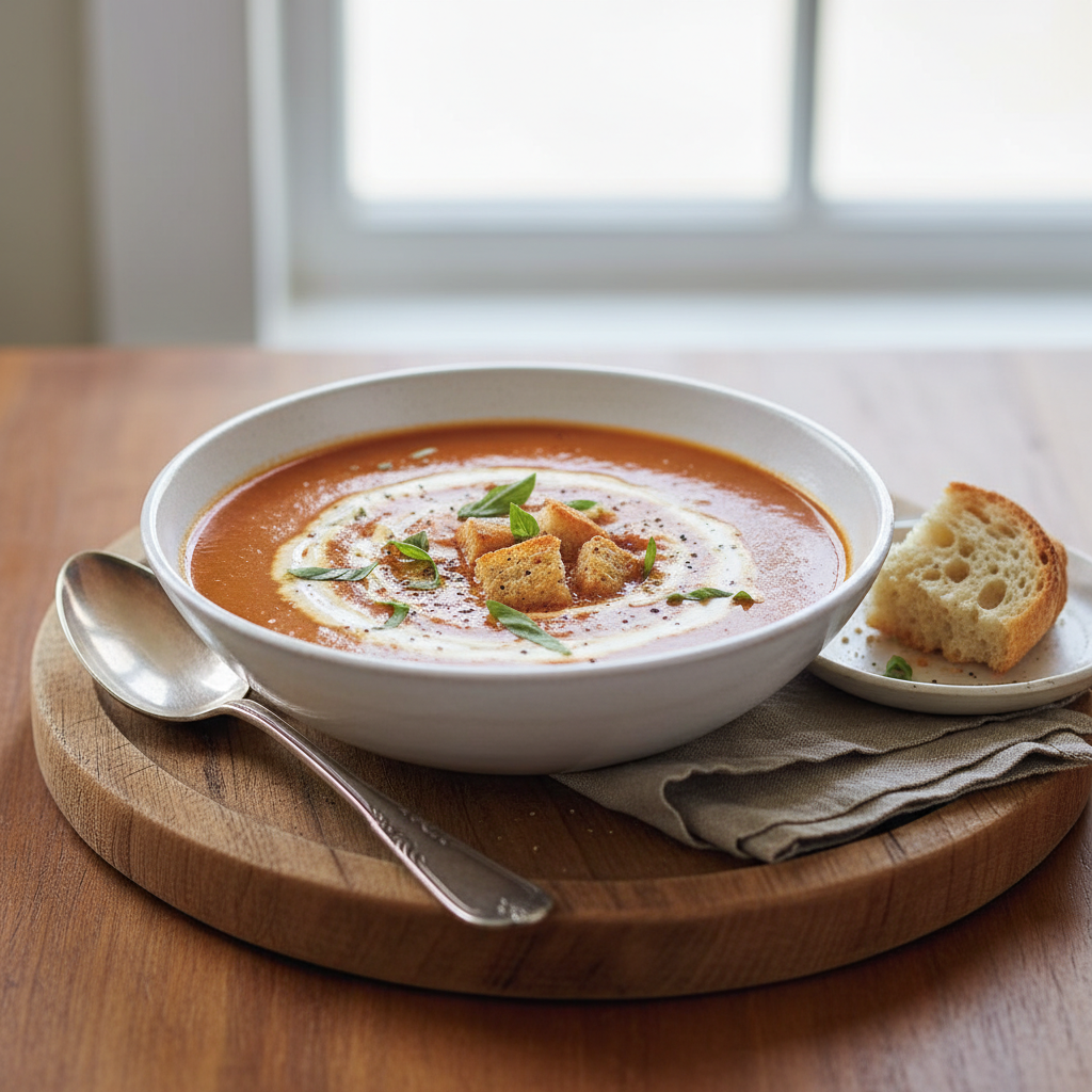 Photo de Recette de soupe à la tomate à l'ancienne et gourmande