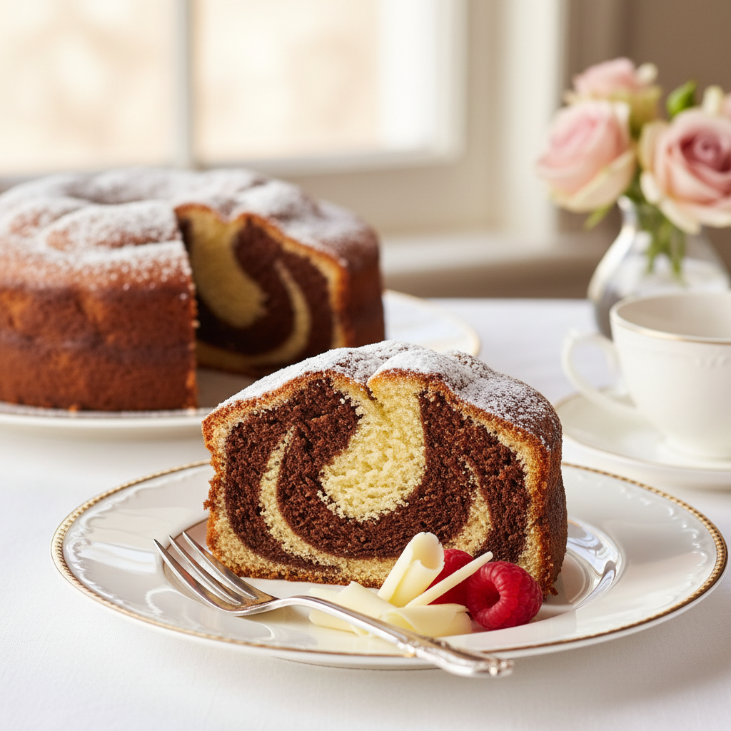 Photo de Recette du cake marbré vanille et chocolat à l'ancienne