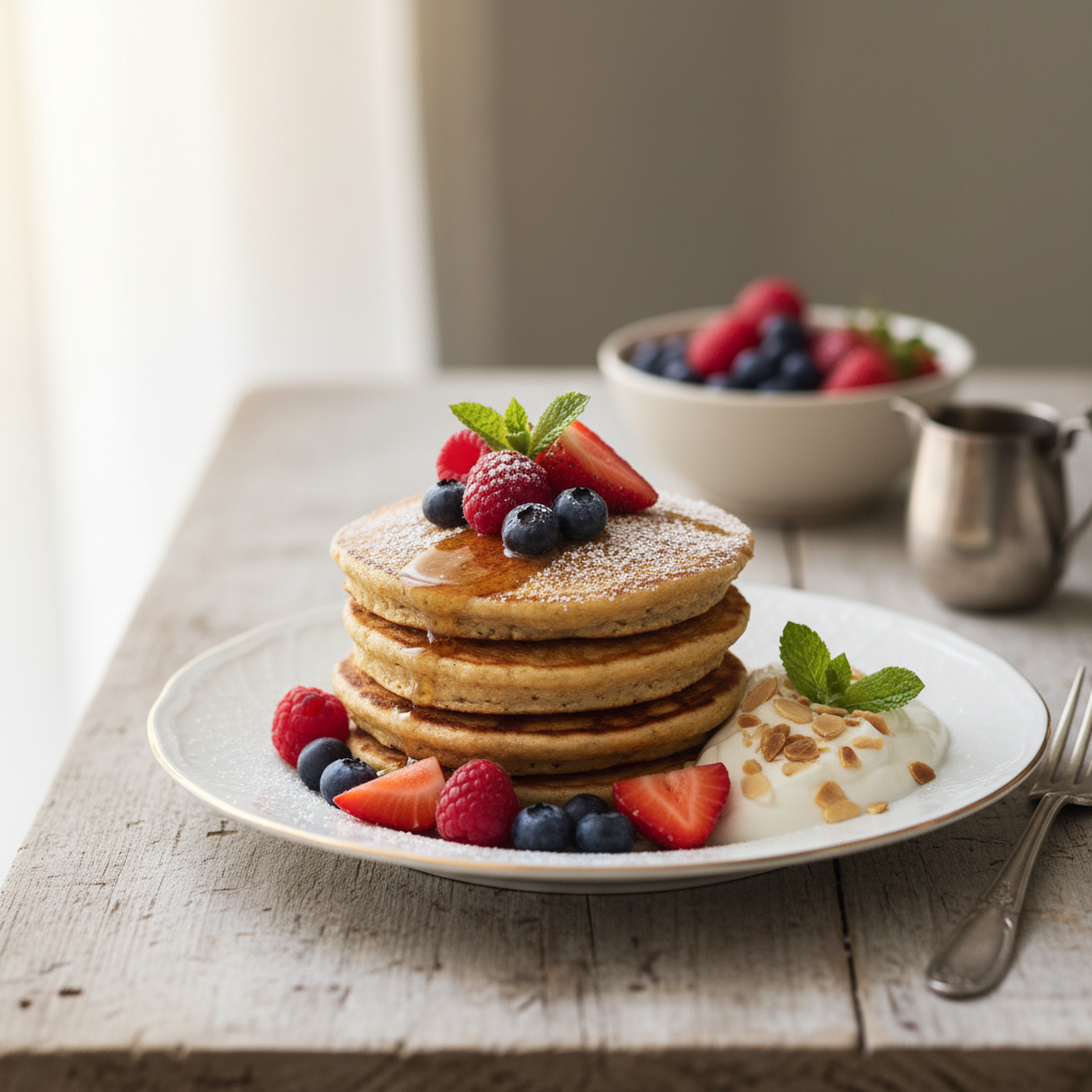 Photo de Recette de pancakes protéinés à l'avoine et fromage blanc