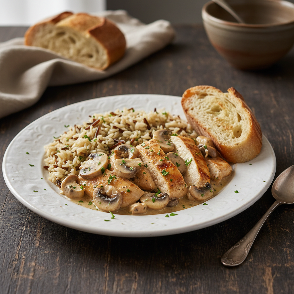 Photo de Recette des émincés de poulet à la crème et champignons