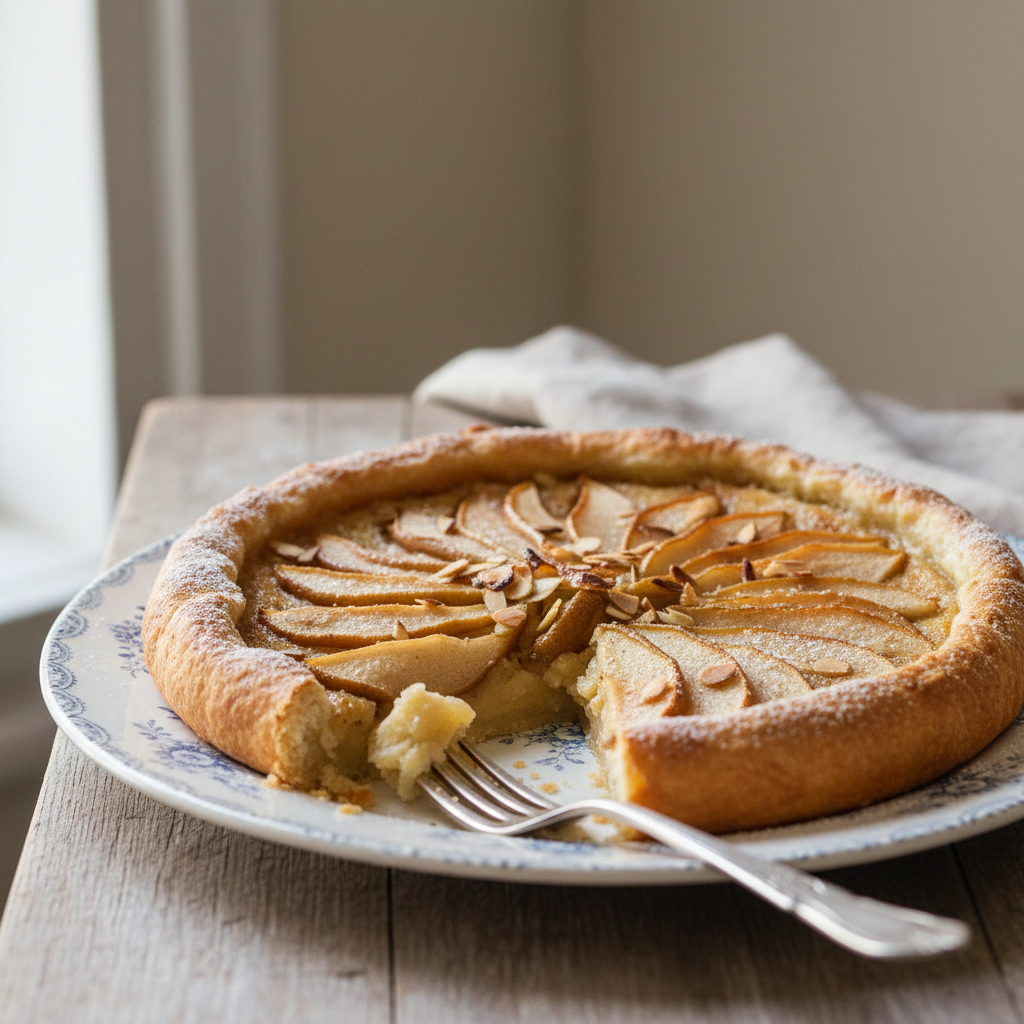 Photo de Recette de tarte aux poires et amandes fondante et dorée