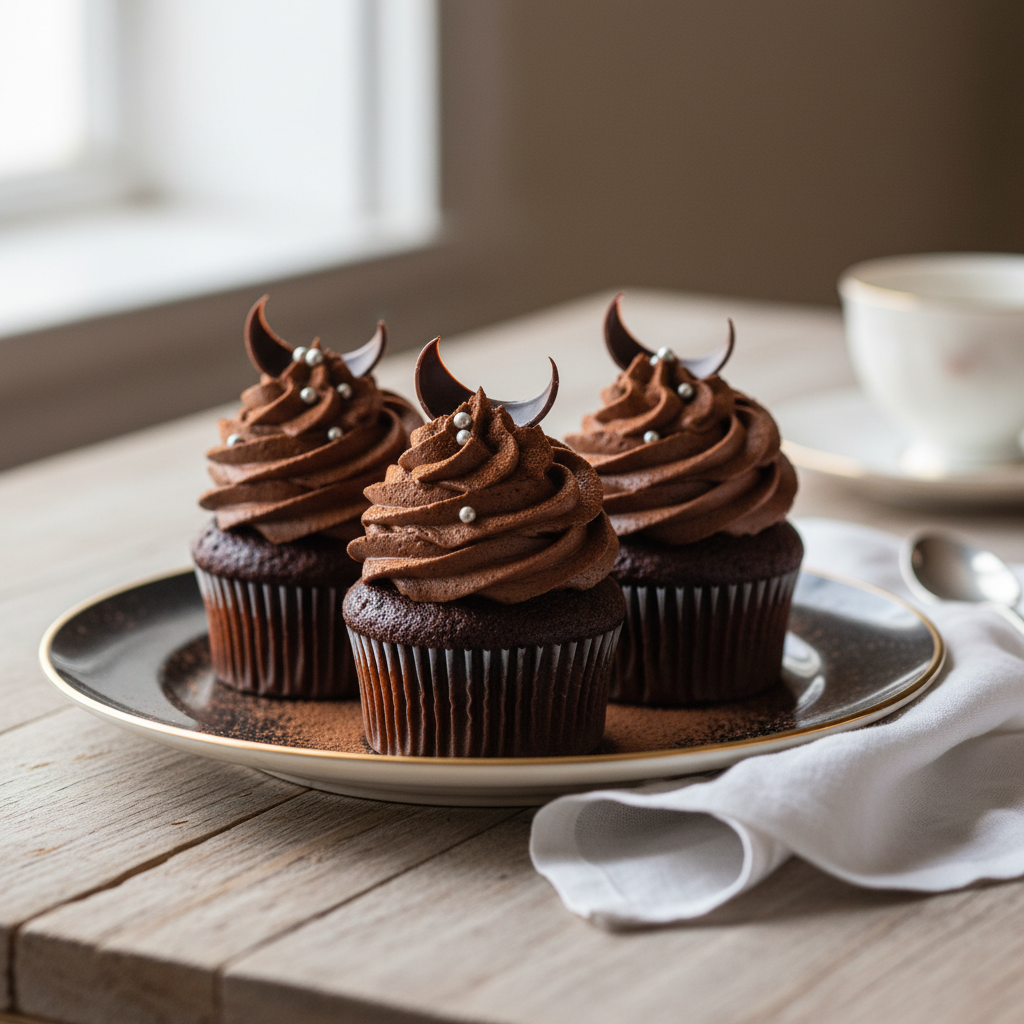 Photo de Recette des cupcakes au chocolat noir et ganache montée