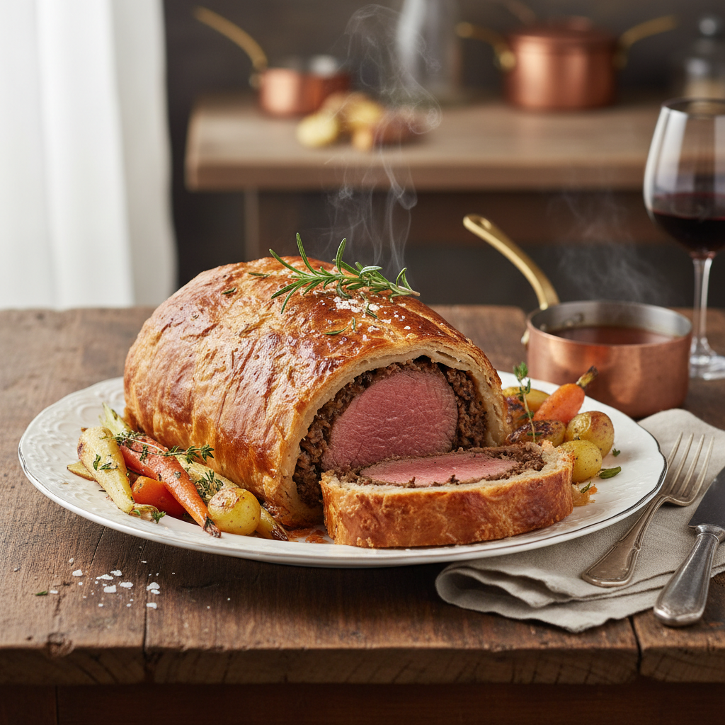 Photo de Recette du boeuf Wellington à l'ancienne et sa pâte dorée