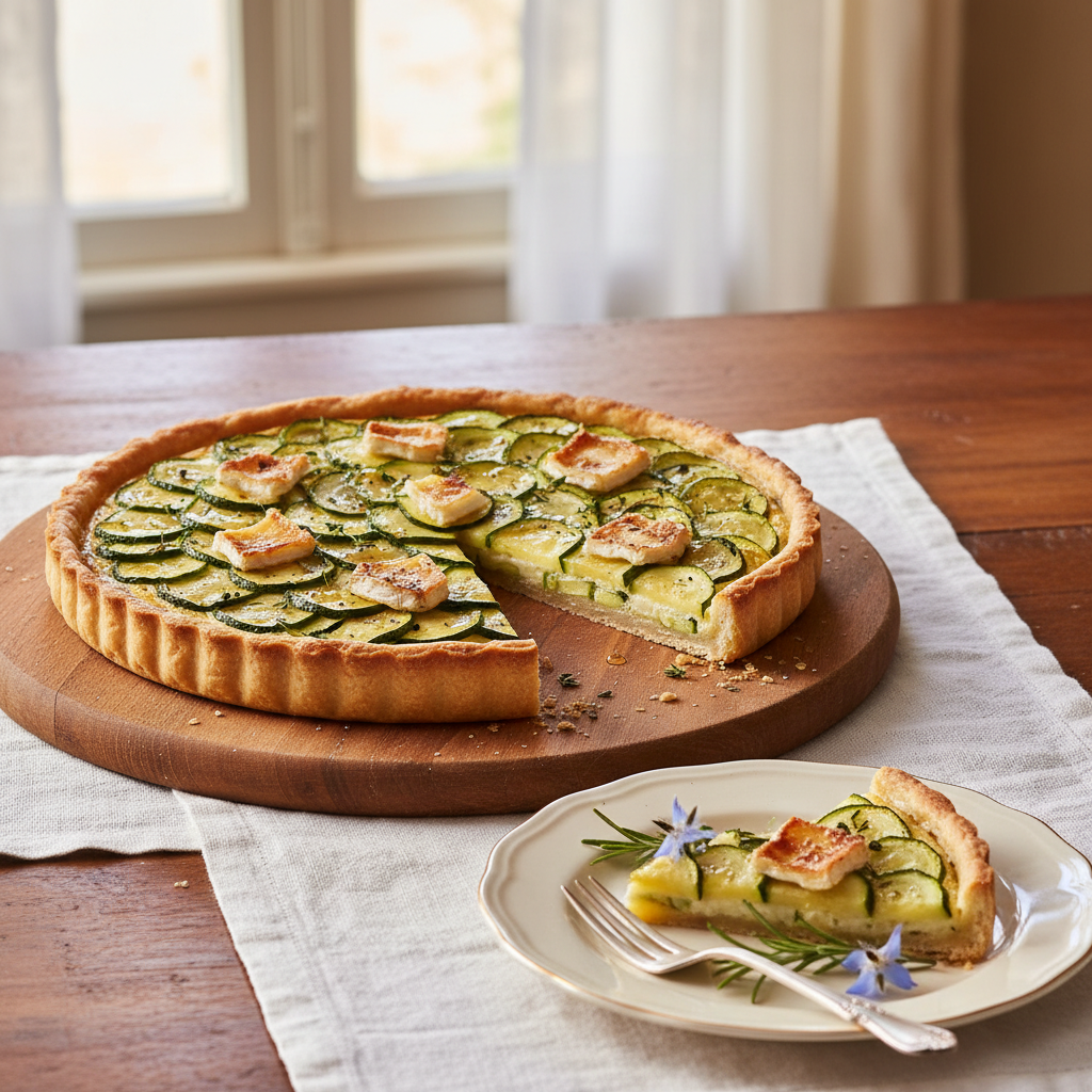 Photo de Recette de tarte au courgette et chèvre de nos campagnes