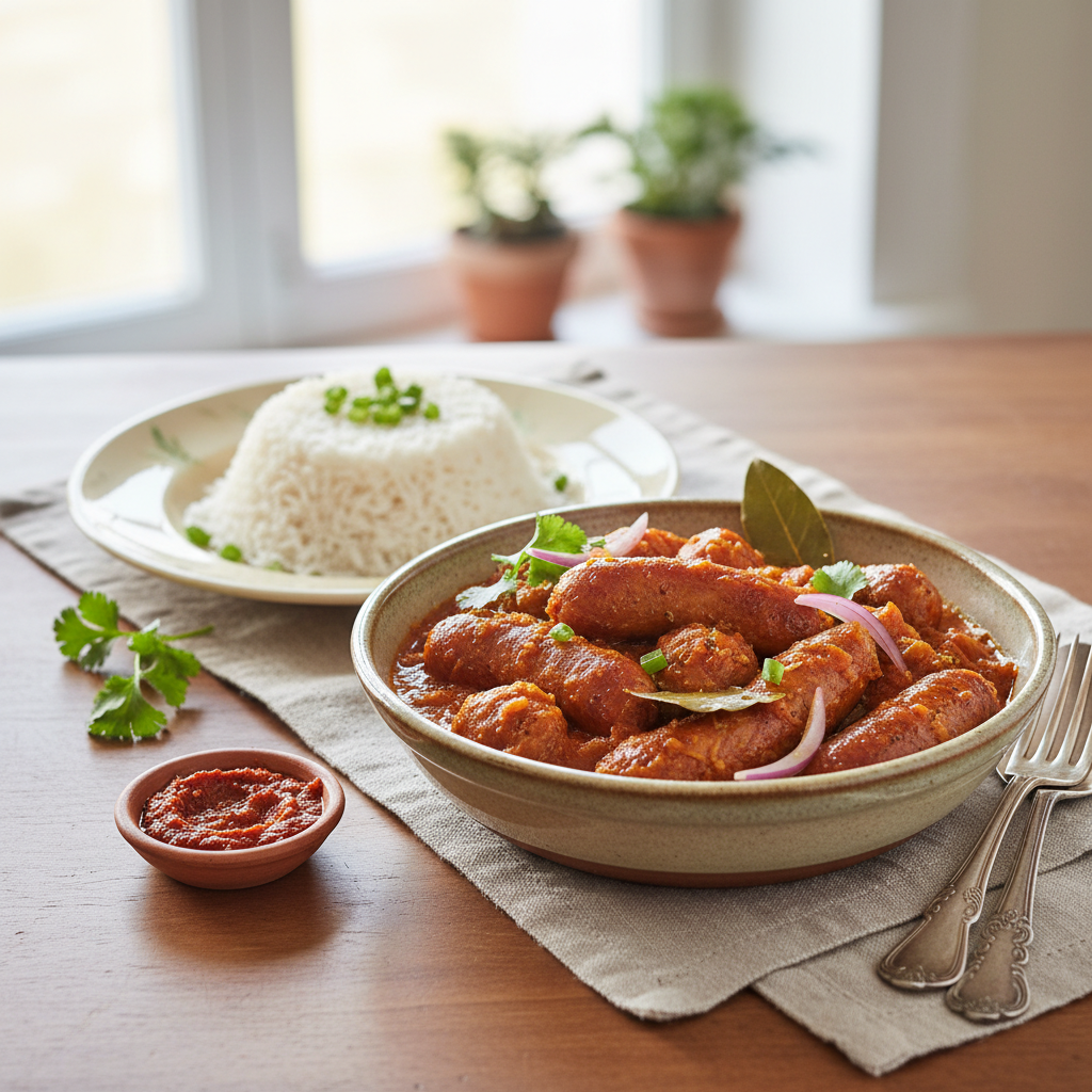 Photo de Recette de rougail saucisse parfumé à la créole