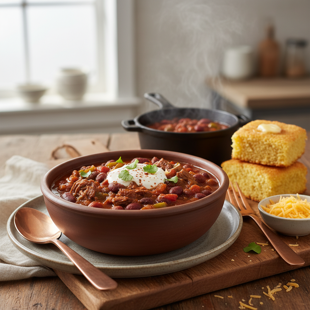 Photo de Recette du chili con carne traditionnel mijoté au bœuf