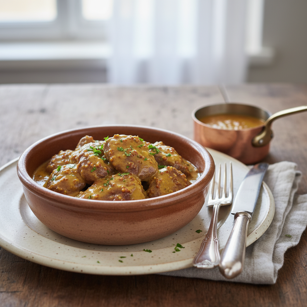 Photo de Recette des rognons de bœuf à la moutarde de Dijon