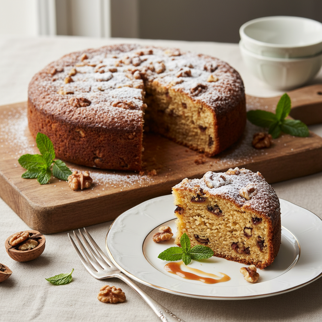 Photo de Recette de gâteau aux noix rustique et très moelleux
