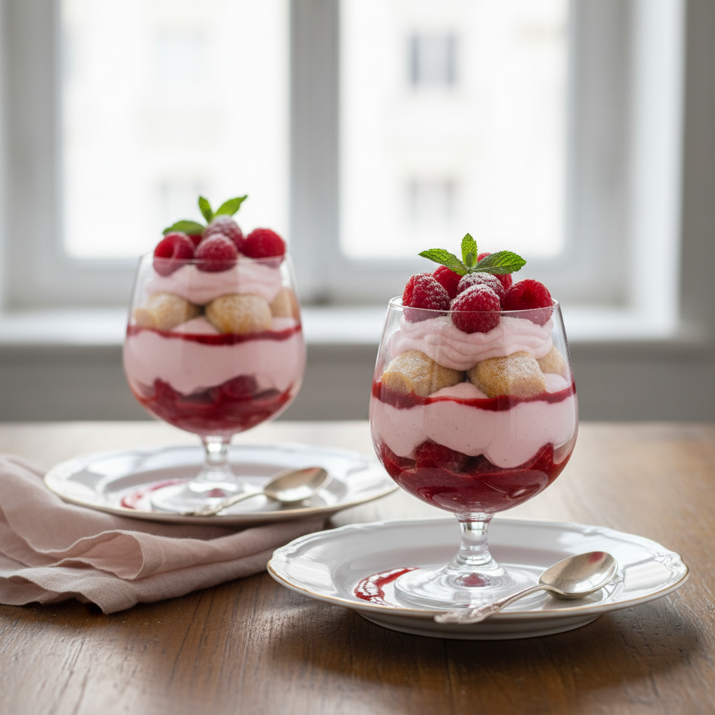 Photo de Recette du tiramisu aux framboises frais et aérien