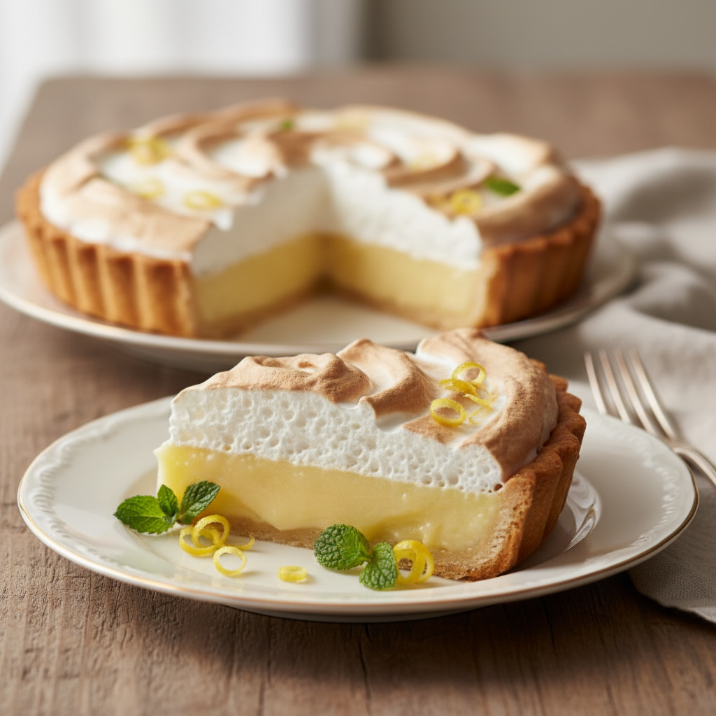 Photo de Recette de tarte au citron meringuée onctueuse et acidulée