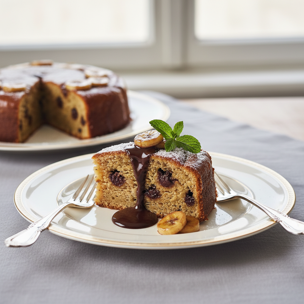 Photo de Recette du gâteau banane et pépites de chocolat fondant