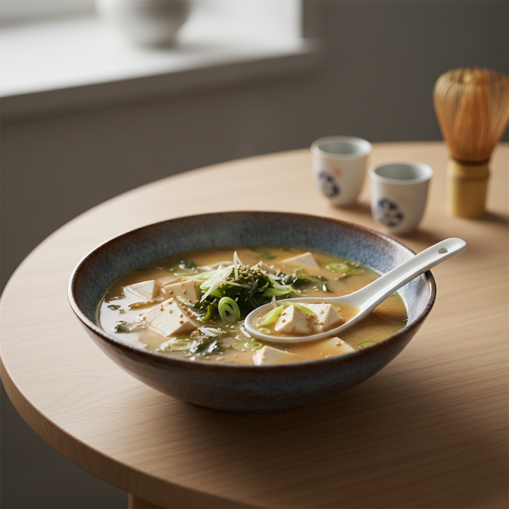 Photo de Recette de soupe miso japonaise traditionnelle et saine