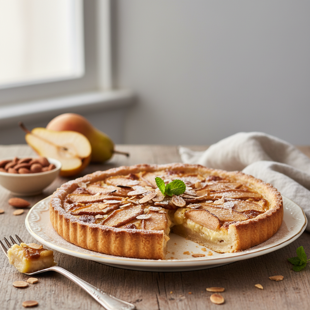 Photo de Recette d'une tarte aux poires fondante et amandine