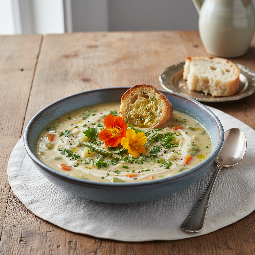 Photo de Recette de soupe aux légumes du potager à l'ancienne