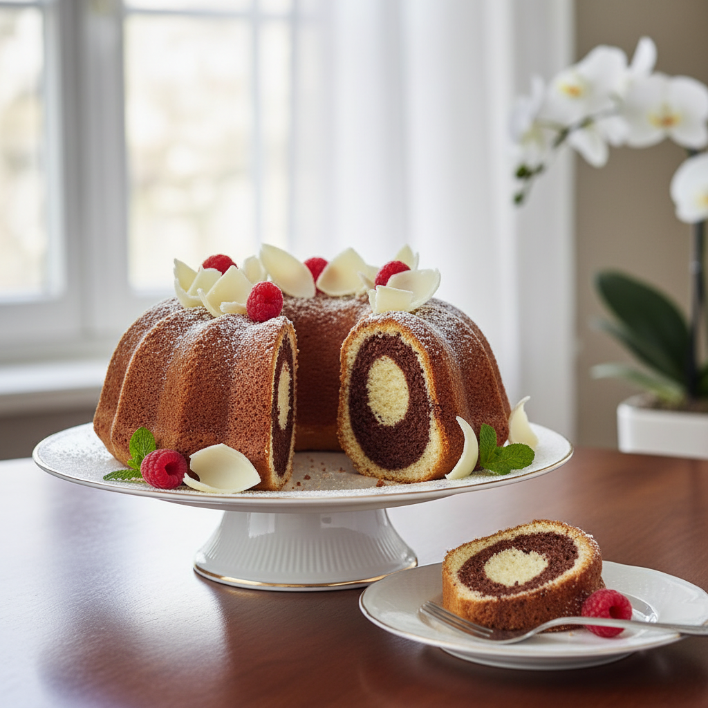 Photo de Recette de gâteau marbré vanille chocolat ultra moelleux