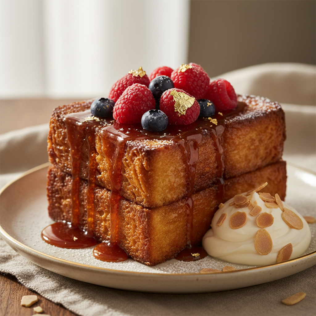 Photo de Recette de brioche perdue gourmande et caramélisée