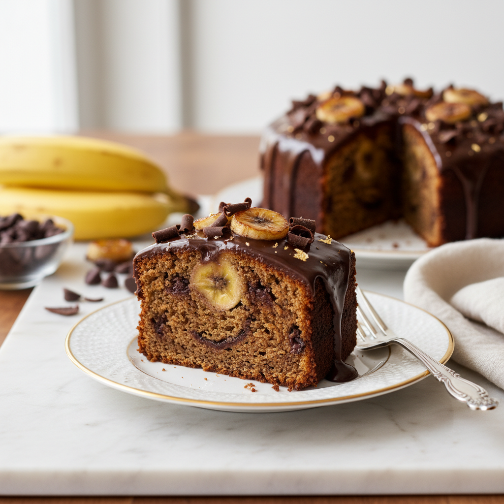 Photo de Recette de cake banane chocolat ultra moelleux au beurre