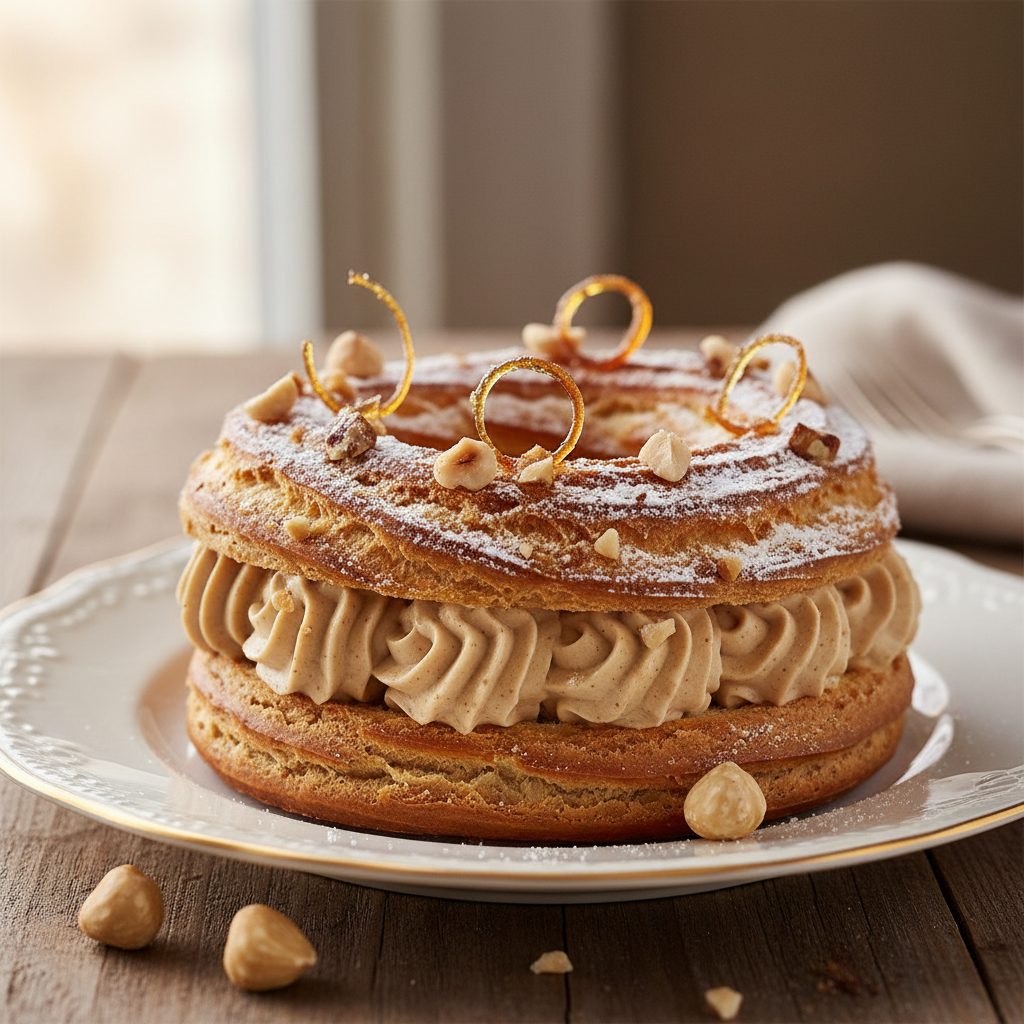 Photo de Recette de Paris-Brest à la crème mousseline pralinée