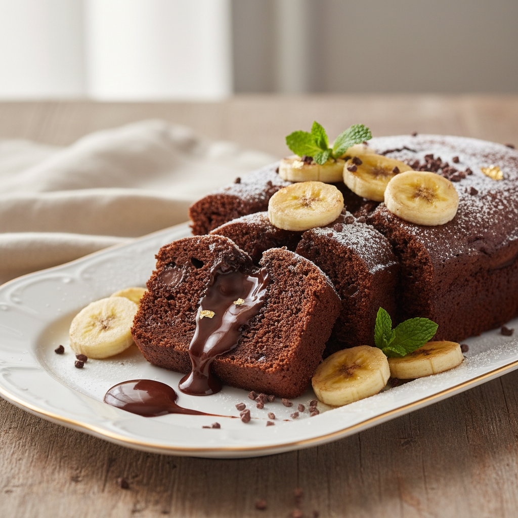 Photo de Recette du cake chocolat banane fondant et généreux