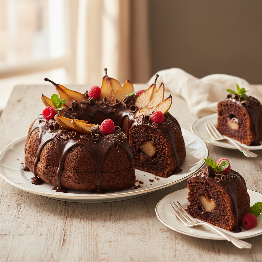 Photo de Recette de gâteau poires chocolat ultra fondant et moelleux