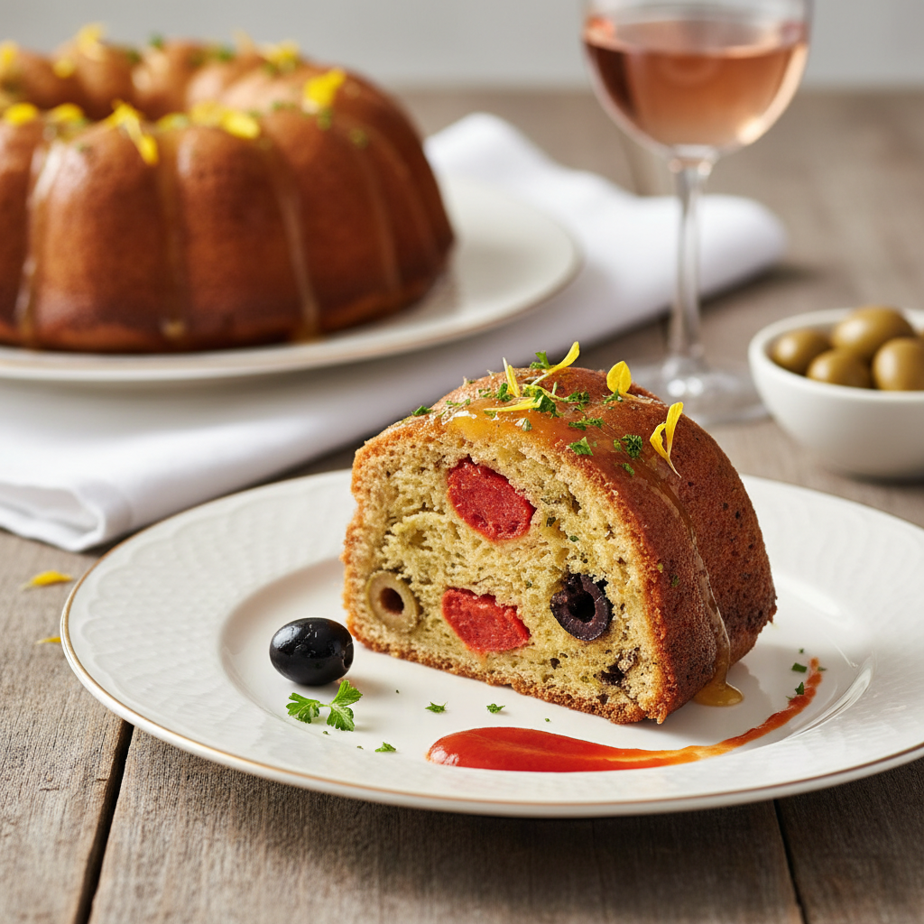 Photo de Recette de cake au chorizo et olives ensoleillé